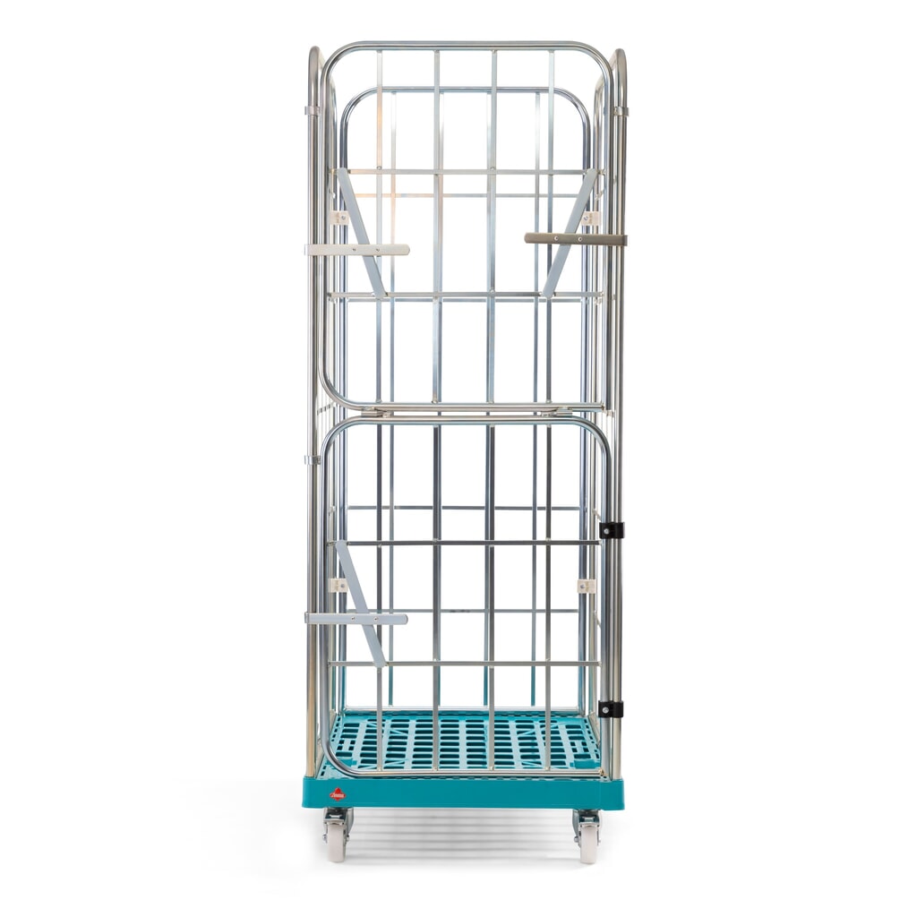 Ameise® Bac à roulettes, 4 côtés, à mailles grossières, électro-zingué, plateau à roulettes en plastique, HxlxP 1 640 x 724 x 815 mm, avec paroi avant rabattable en deux parties N° de l'image du produit 2 : Ameise® Bac à roulettes, 4 côtés, à mailles grossières, électro-zingué, plateau à roulettes en plastique, HxlxP 1 640 x 724 x 815 mm, avec paroi avant rabattable en deux parties