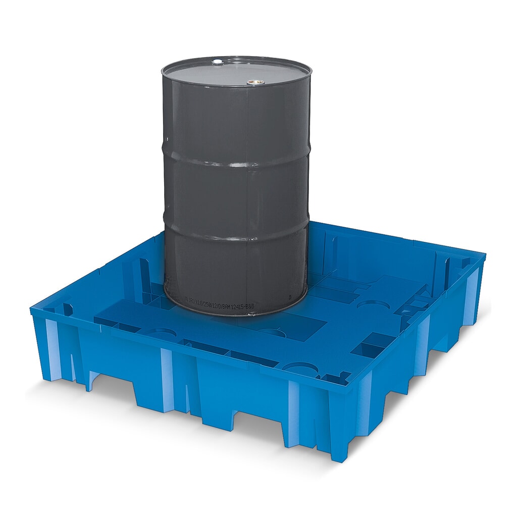 Illustration du produit: asecos® bac de rétention en polyéthylène (PE) avec entrées de fourche, 1 x 200 l, H x l x P 275 x 1 235 x 1 235 mm, sans grille