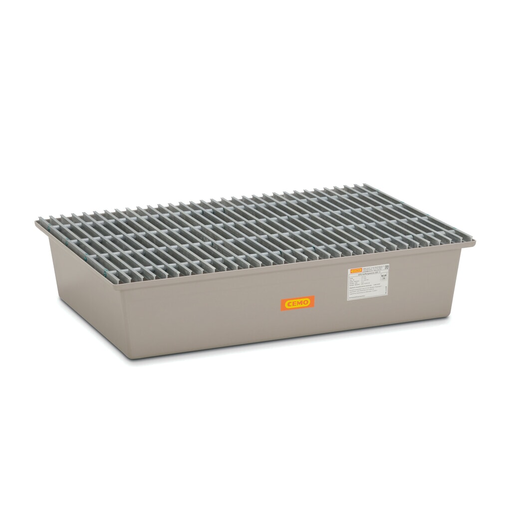 Illustration du produit: Bac de rétention CEMO en PRV, HxlxP 290 x 850 x 1 280 mm, caillebotis grille en PRV