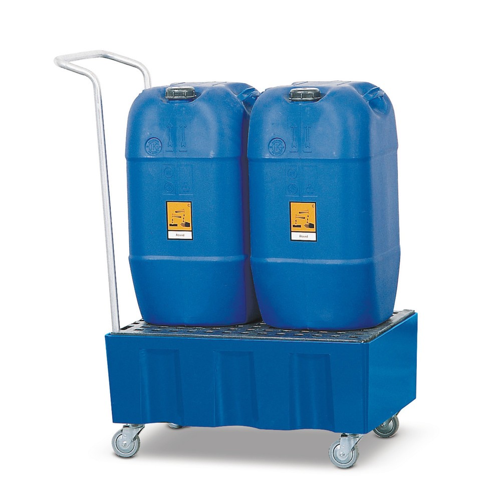 Illustration du produit: asecos® bac de rétention en polyéthylène (PE) pour fûts de 60 litres, mobile, H x l x P 330 x 725 x 525 mm, sans grille