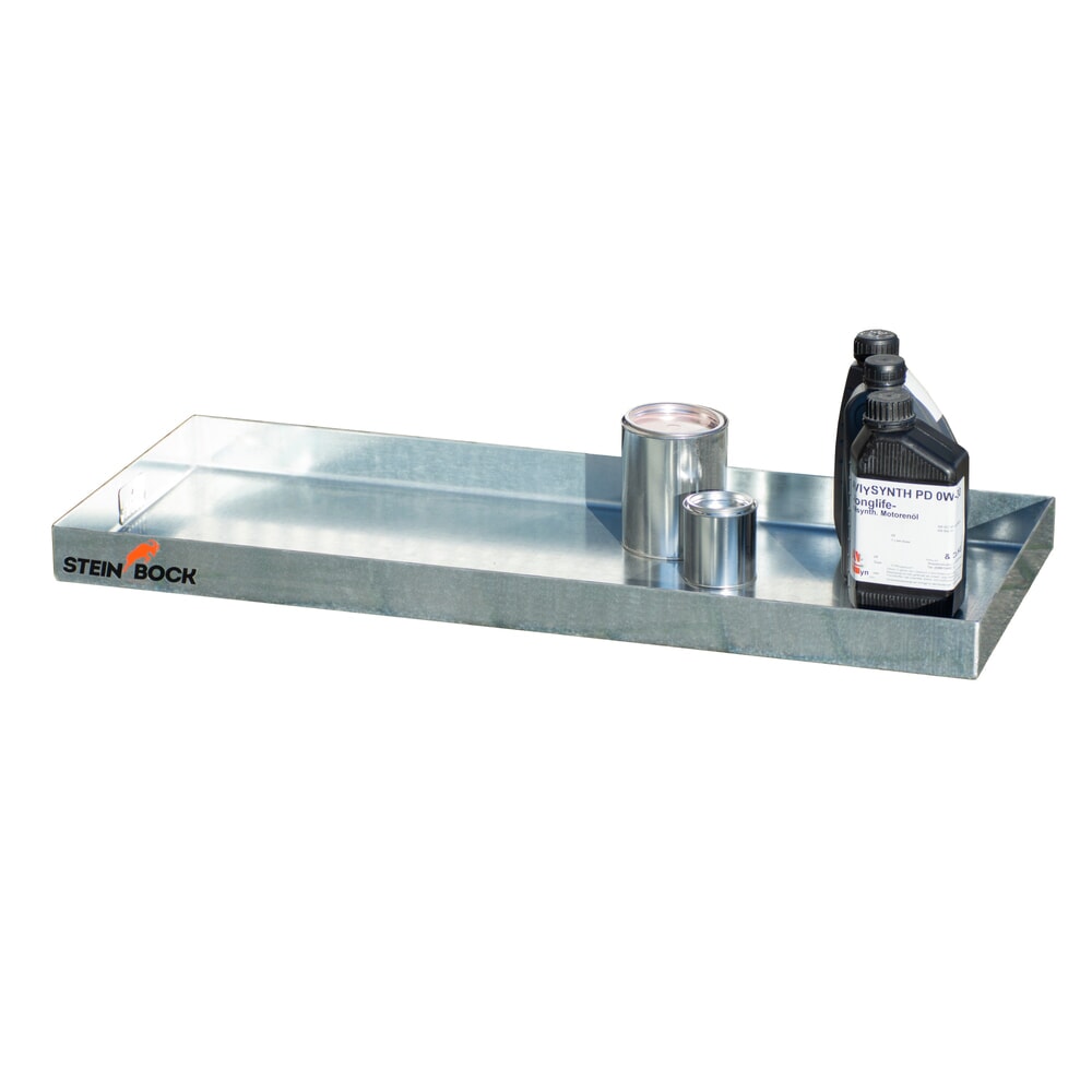 N° de l'image du produit 2 : Steinbock® bac de rétention pour petits bidons en acier galvanisé, H x l x P 60 x 940 x 370 mm, contenance 12 litres