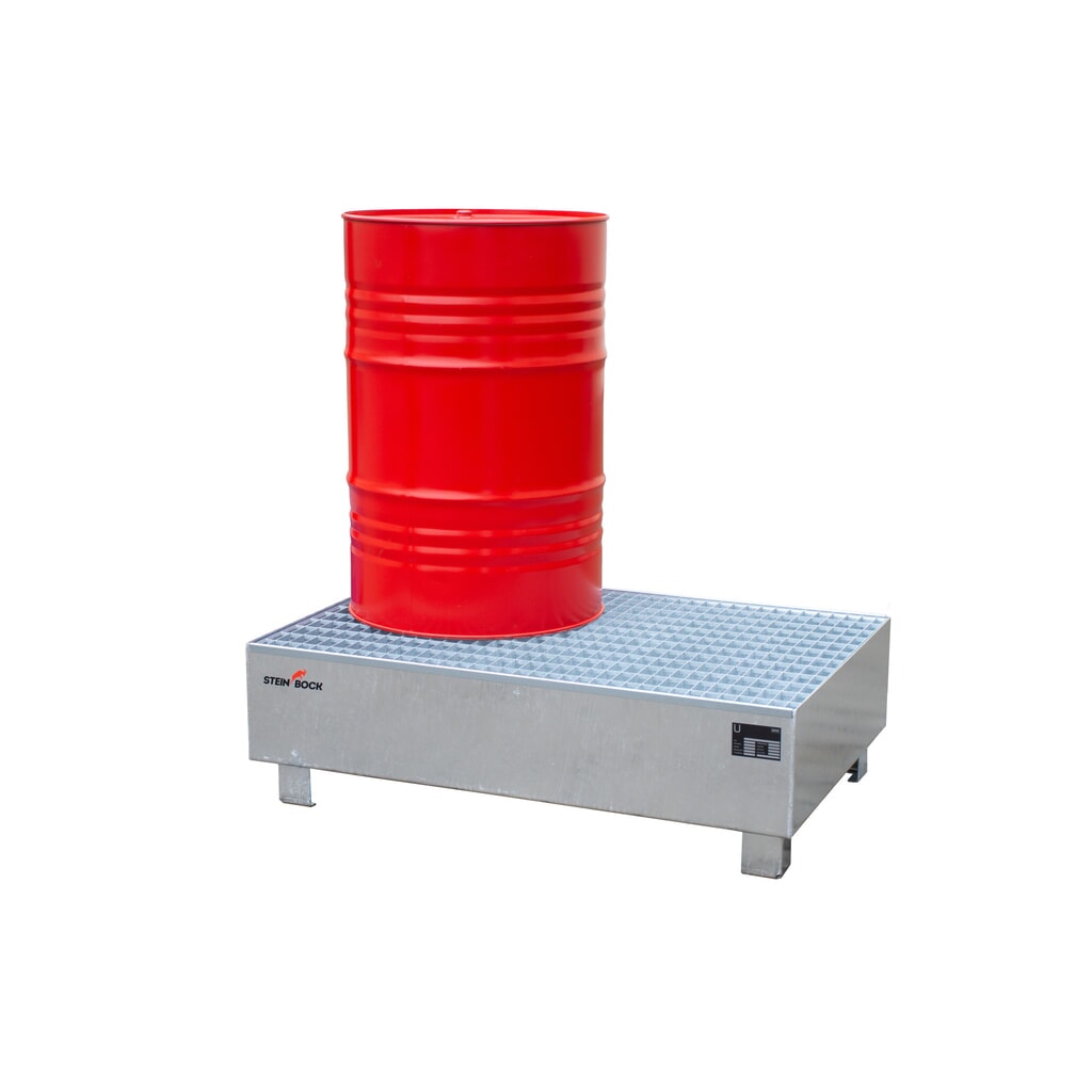 N° de l'image du produit 4 : Steinbock® bac de rétention , 2 x 200 l, H x l x P 360 x 1 200 x 800 mm, grille incluse, galvanisé à chaud