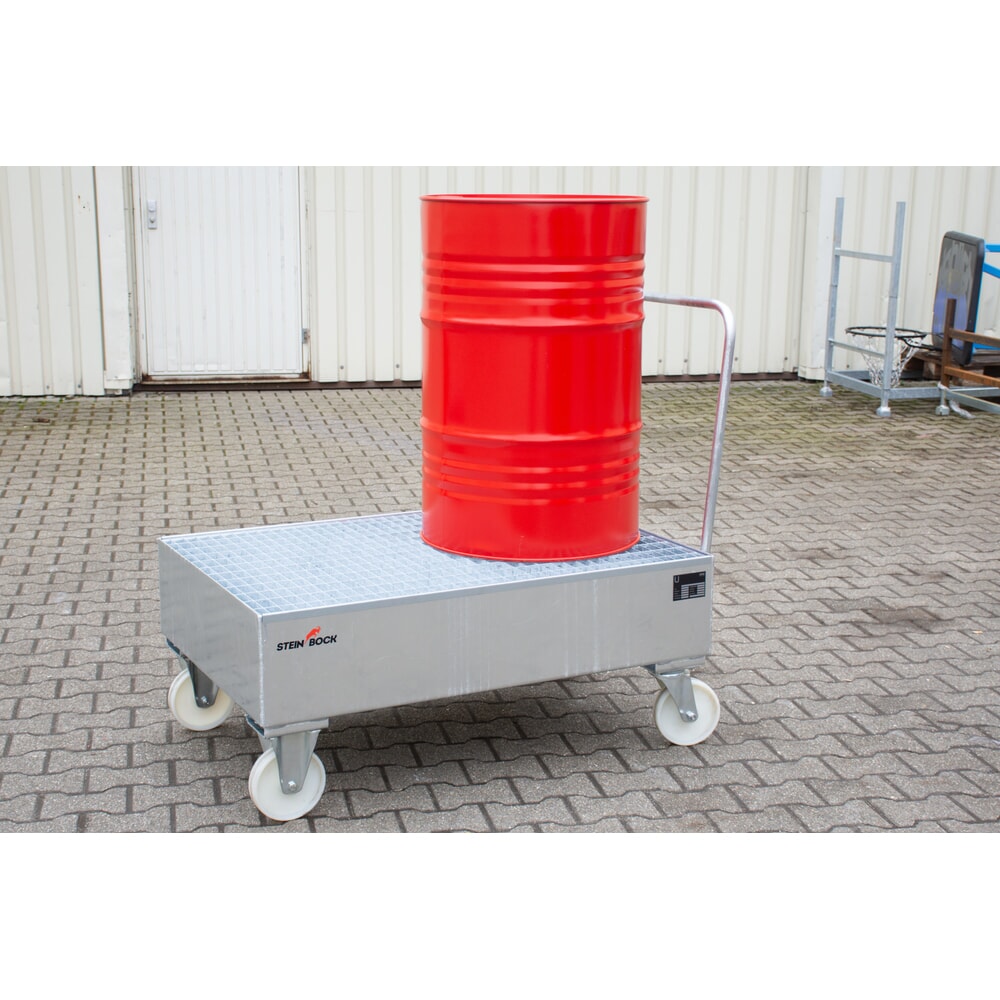 N° de l'image du produit 3 : Steinbock® bac de rétention en acier pour fûts de 200 litres, mobile, galvanisé à chaud