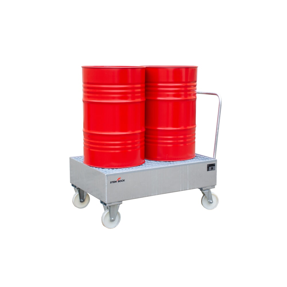 N° de l'image du produit 4 : Steinbock® bac de rétention en acier pour fûts de 200 litres, mobile, galvanisé à chaud