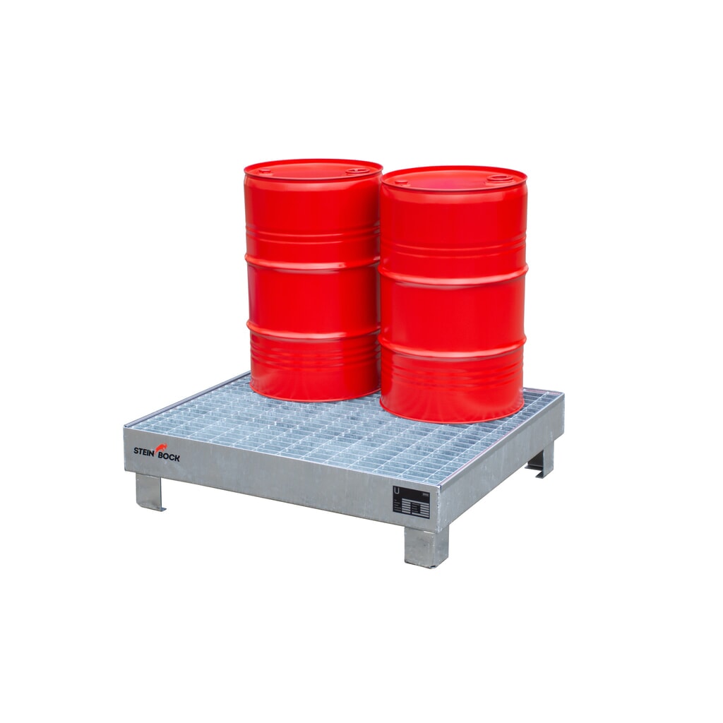 N° de l'image du produit 4 : Steinbock® bac de rétention pour 4 x fûts de 60 litres, avec grille, galvanisé à chaud
