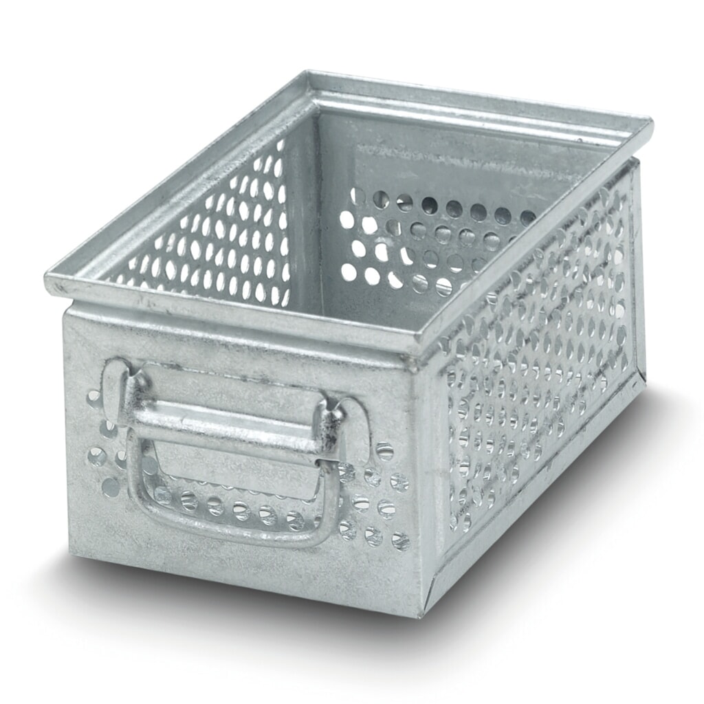 N° de l'image du produit 2 : Bac empilable rotatif en tôle d’acier, avec perforation grossière Ø 10 mm, HxlxP 200 x 500 x 300 mm
