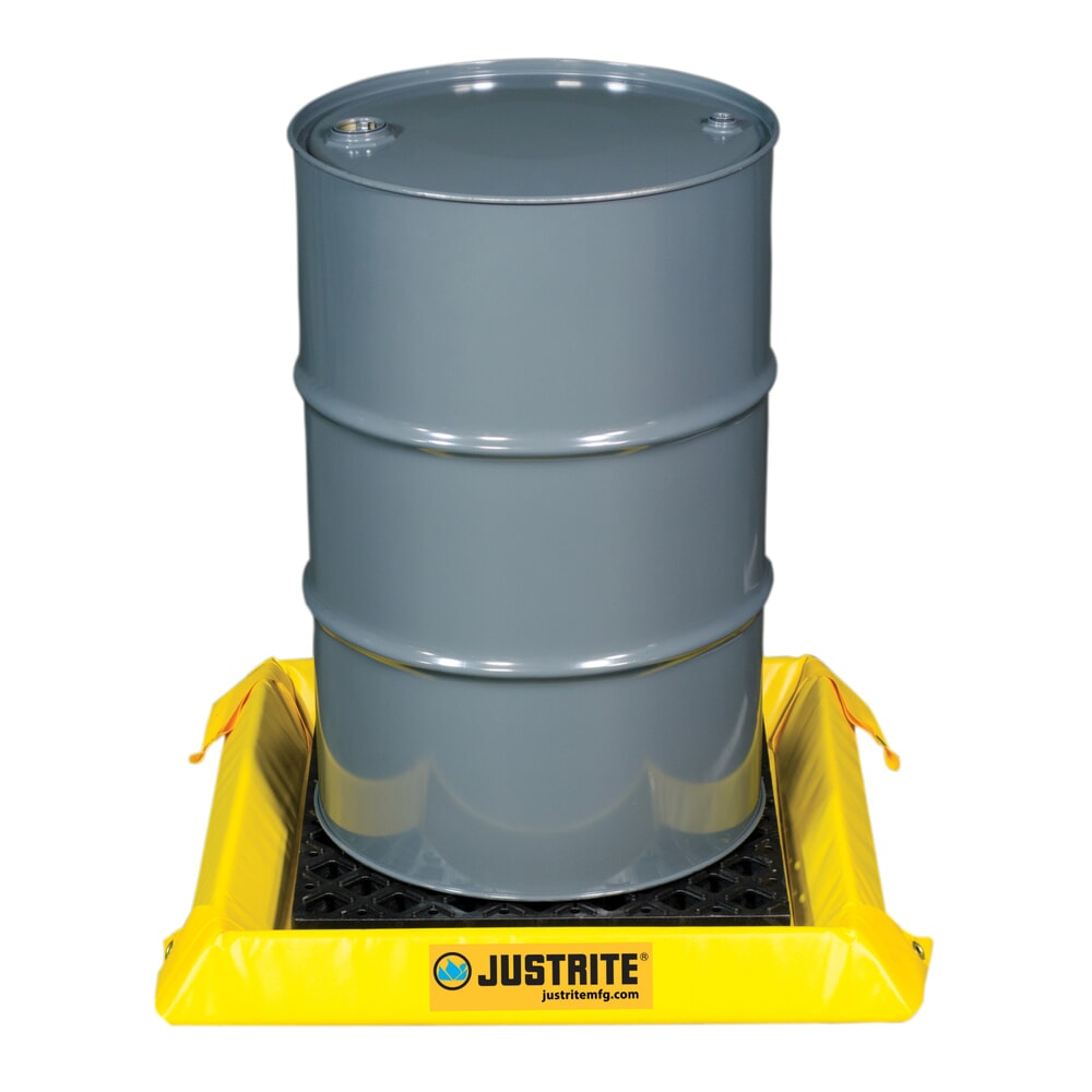 N° de l'image du produit 2 : Justrite® bac de rétention pliable en PVC, hauteur de paroi 100 mm, dimensions intérieures 0,6 x 0,6 m, capacité 38 l