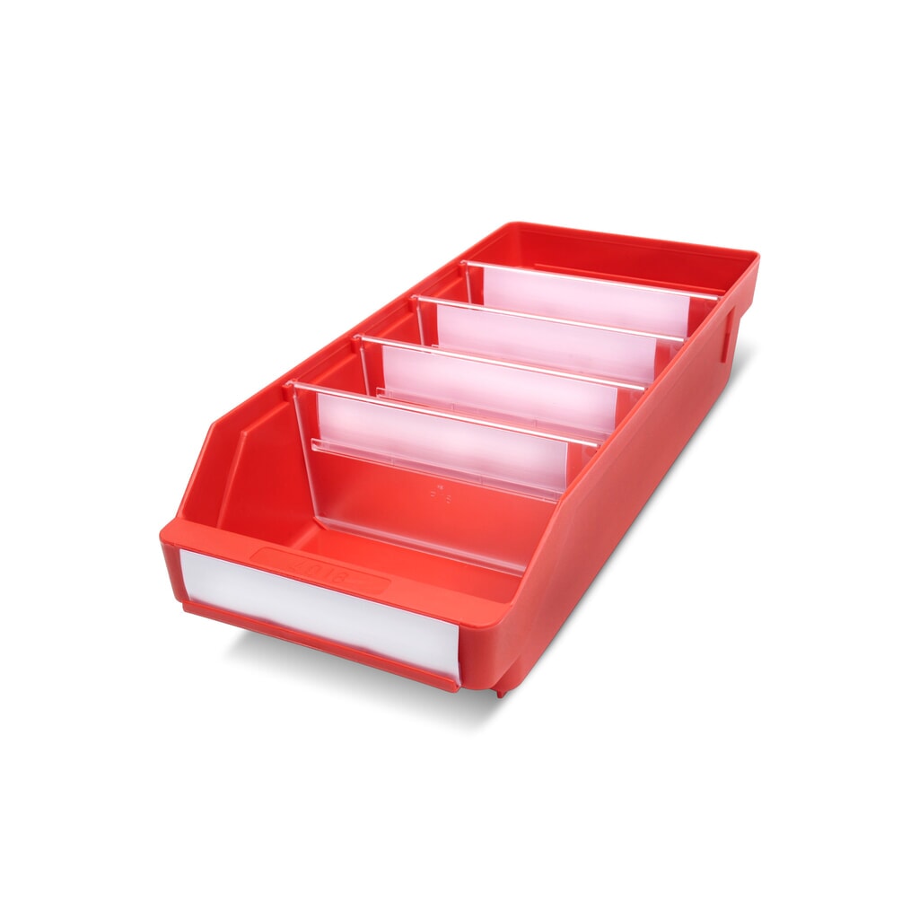 Bacs de rayonnage avec fenêtre de visualisation, l x P 180 x 400 mm, rouge Illustration du produit: Bacs de rayonnage avec fenêtre de visualisation, l x P 180 x 400 mm, rouge