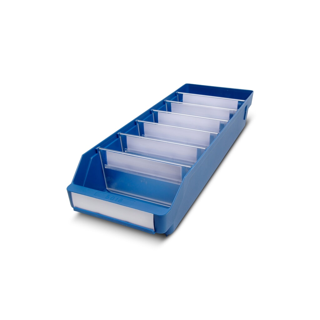 Bacs de rayonnage avec fenêtre de visualisation, l x P 180 x 500 mm, bleu Illustration du produit: Bacs de rayonnage avec fenêtre de visualisation, l x P 180 x 500 mm, bleu