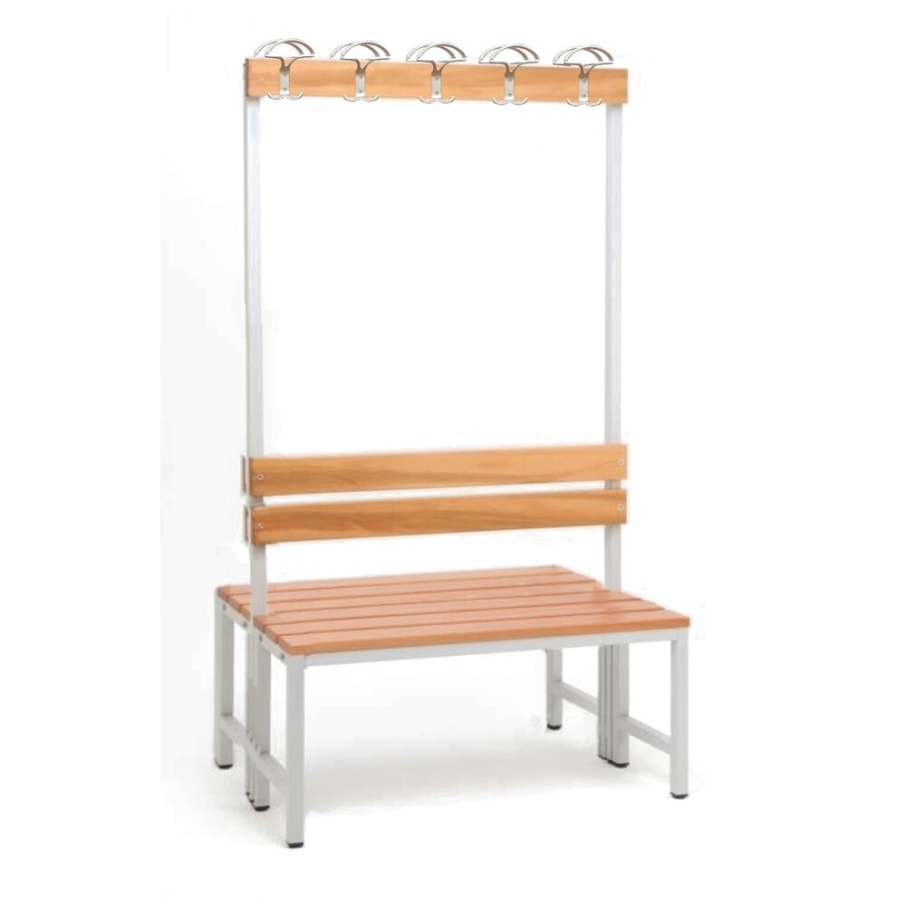 Illustration du produit: Banc pour vestiaire Steinbock®, bilatéral avec baguette à crochets, longueur 1 000 mm, sans porte-chaussure