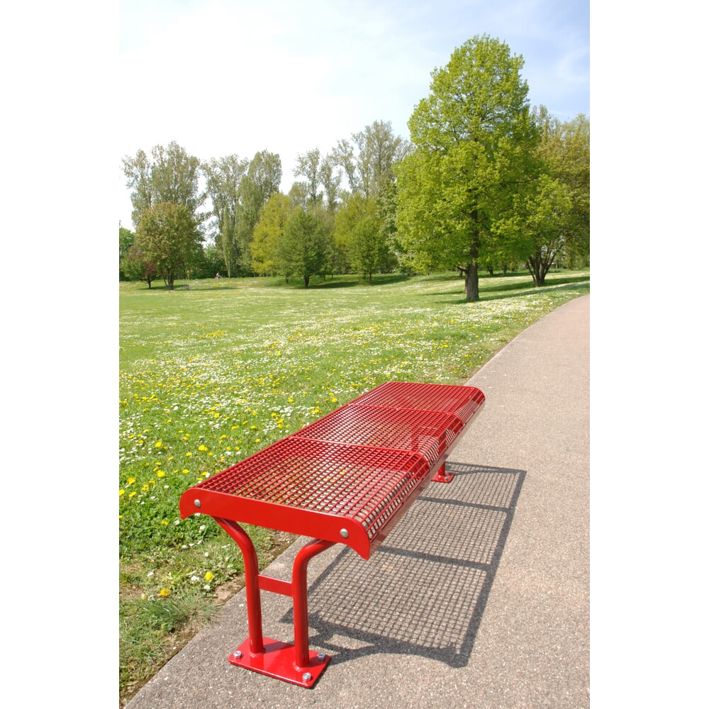 N° de l'image du produit 2 : Banquette en treillis métallique Ergolax, 3 sièges, sans dossier, avec fixation par bride, rouge vin