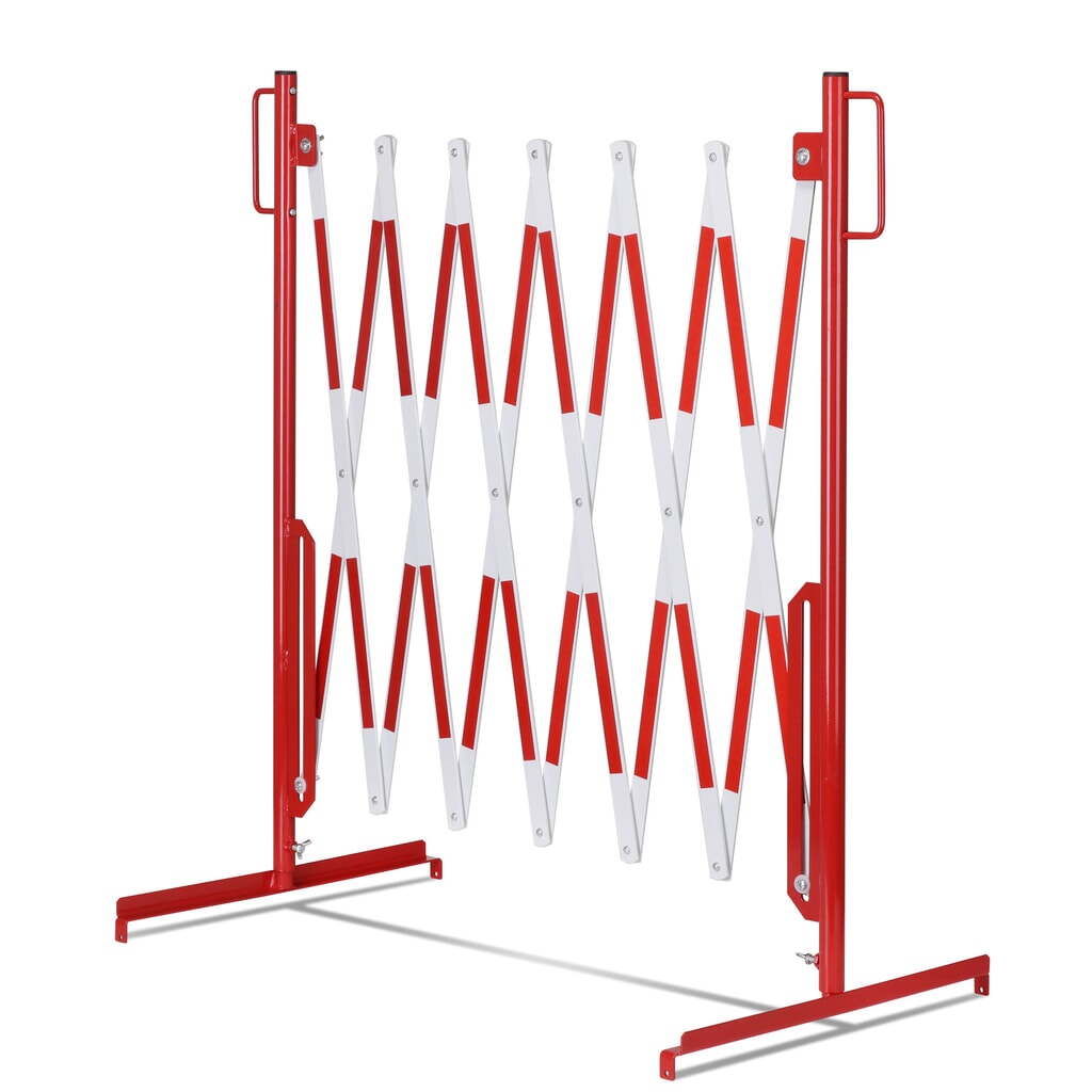 Barrière extensible dancop, pied des deux côtés, largeur 3 600 mm, rouge/blanc N° de l'image du produit 6 : Barrière extensible dancop, pied des deux côtés, largeur 3 600 mm, rouge/blanc