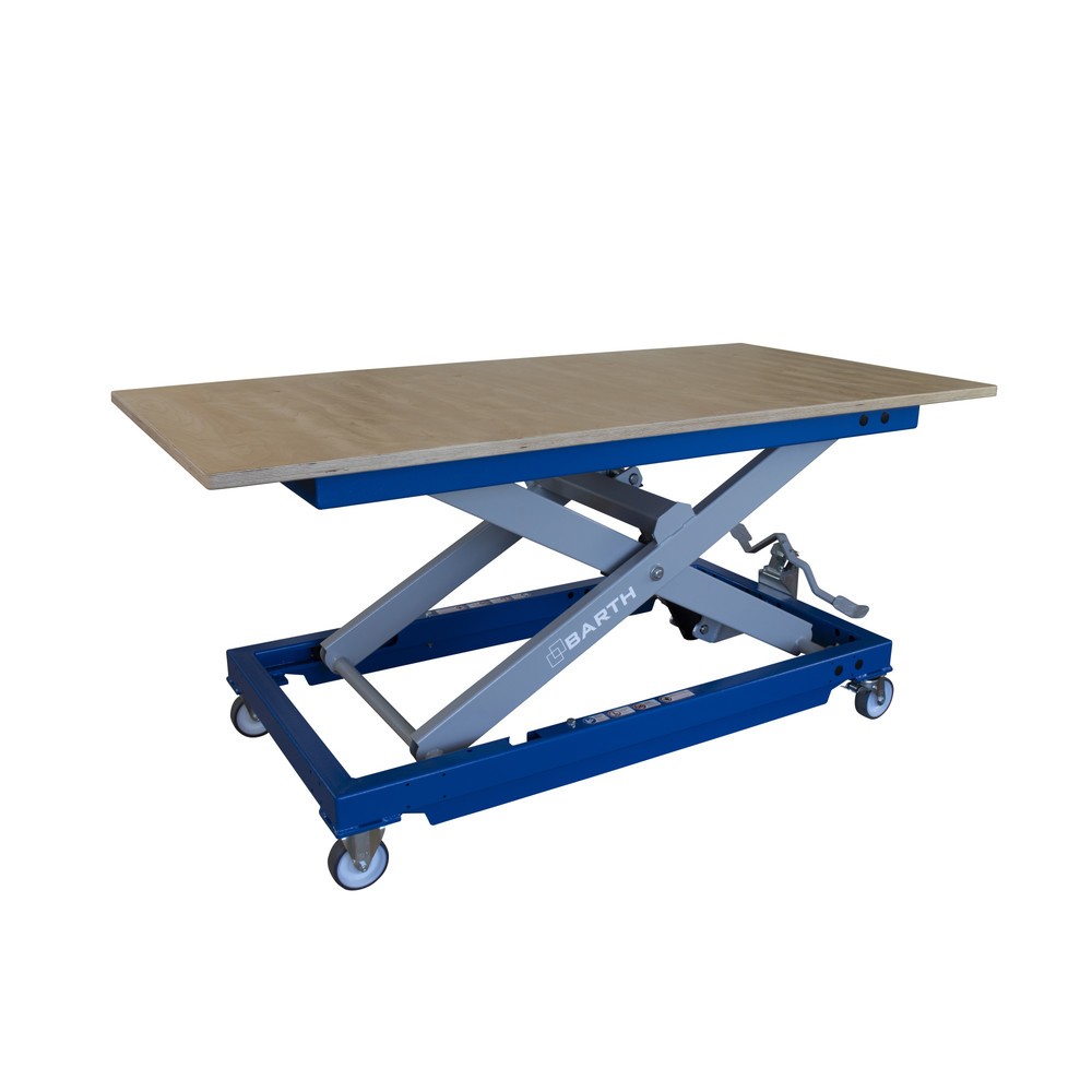 Illustration du produit: BARTH Montage-Hubtischwagen H850 mit Multiplex-Arbeitsplatte, Tragkraft 850 kg, Plattform 2.000 x 1.015 x 30 mm
