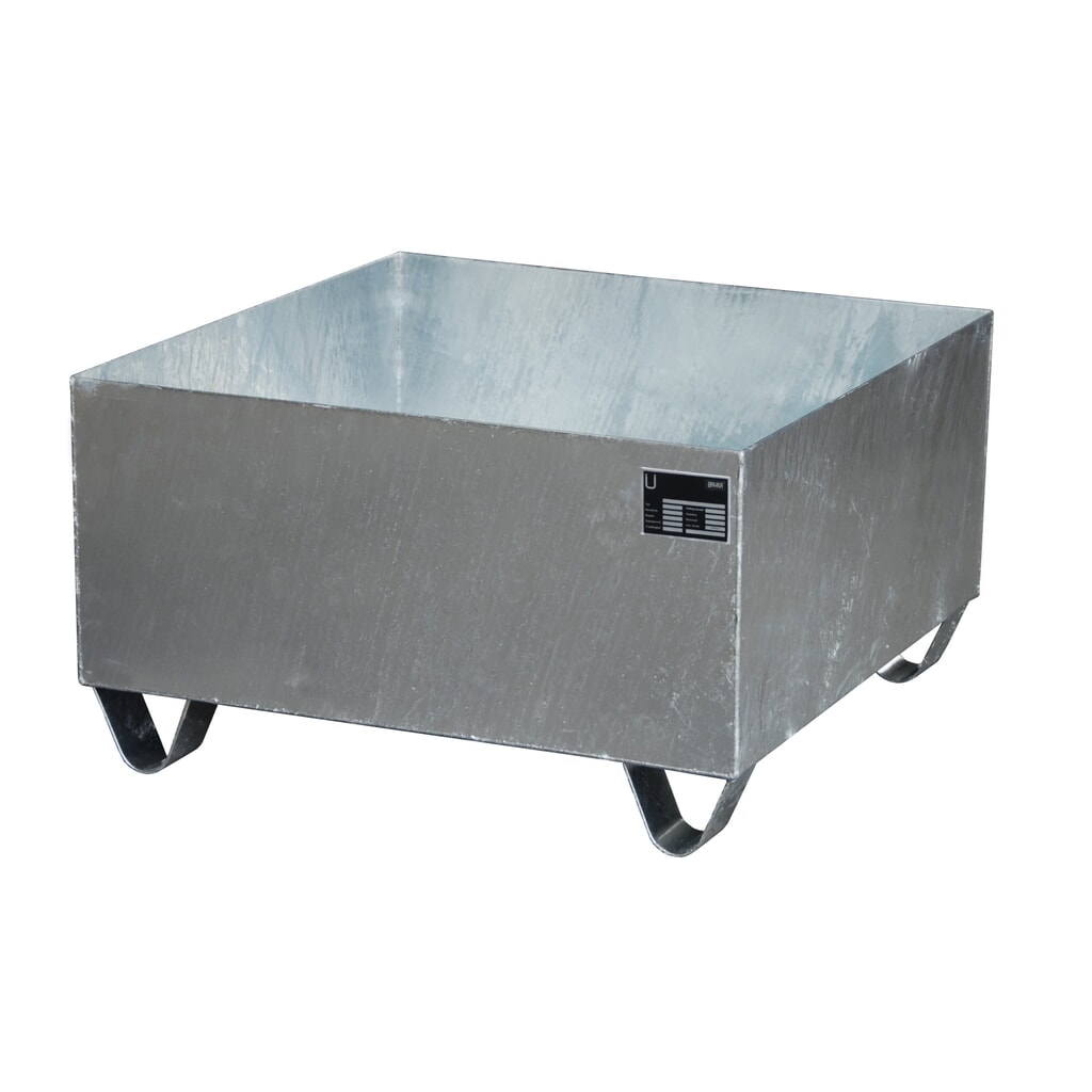 Bauer® bac de rétention en acier, hauteur libre 100 mm, H x l x P 465 x 800 x 800 mm, sans grille, 1 x 200 l, galvanisé à chaud Illustration du produit: Bauer® bac de rétention en acier, hauteur libre 100 mm, H x l x P 465 x 800 x 800 mm, sans grille, 1 x 200 l, galvanisé à chaud