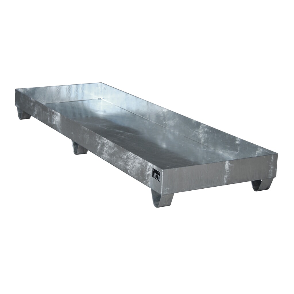 Illustration du produit: Bauer® bac de rétention en acier, hauteur libre 100 mm, H x l x P 250 x 2 400 x 800 mm, sans grille, 4 x 200 l, galvanisé à chaud