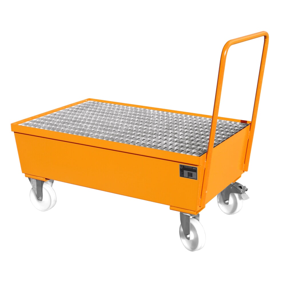 Illustration du produit: Bauer® bac de rétention en acier, mobile, 2 x 200 l debout, contenance 225 l, jaune-orange