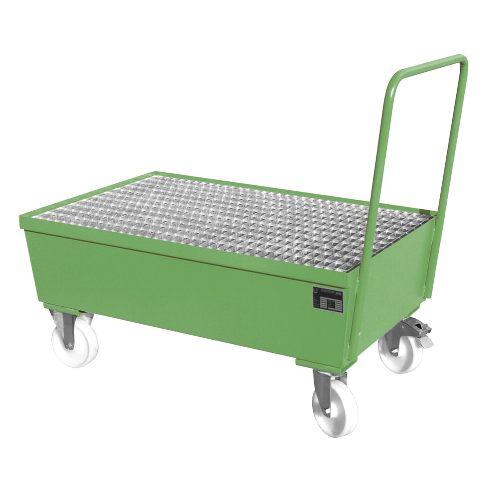 N° de l'image du produit 2 : Bauer® bac de rétention en acier, mobile, 2 x 200 l debout, contenance 225 l, vert réséda