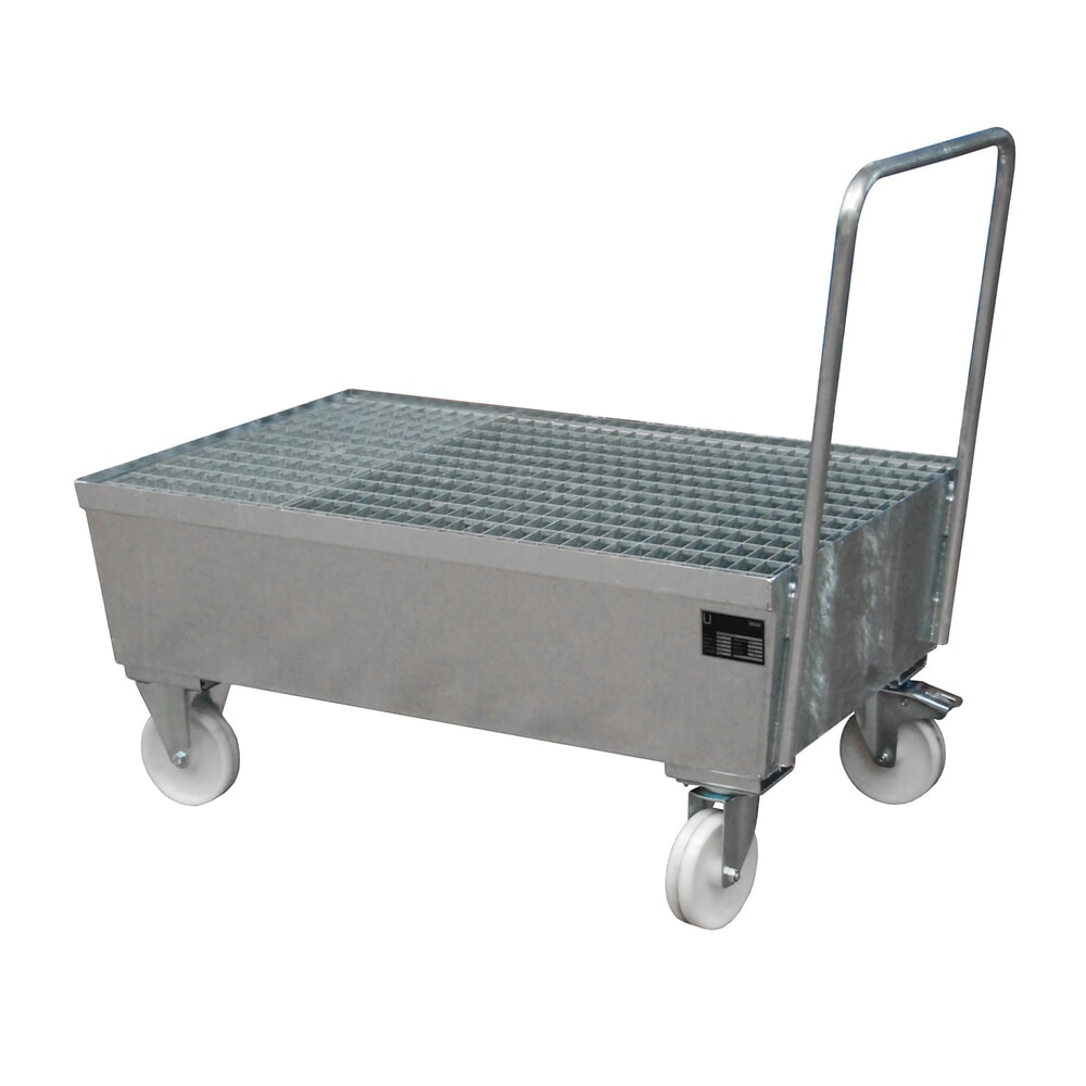 Illustration du produit: Bauer® bac de rétention en acier, mobile, 2 x 200 litres en position verticale, contenance 225 litres, galvanisé à chaud