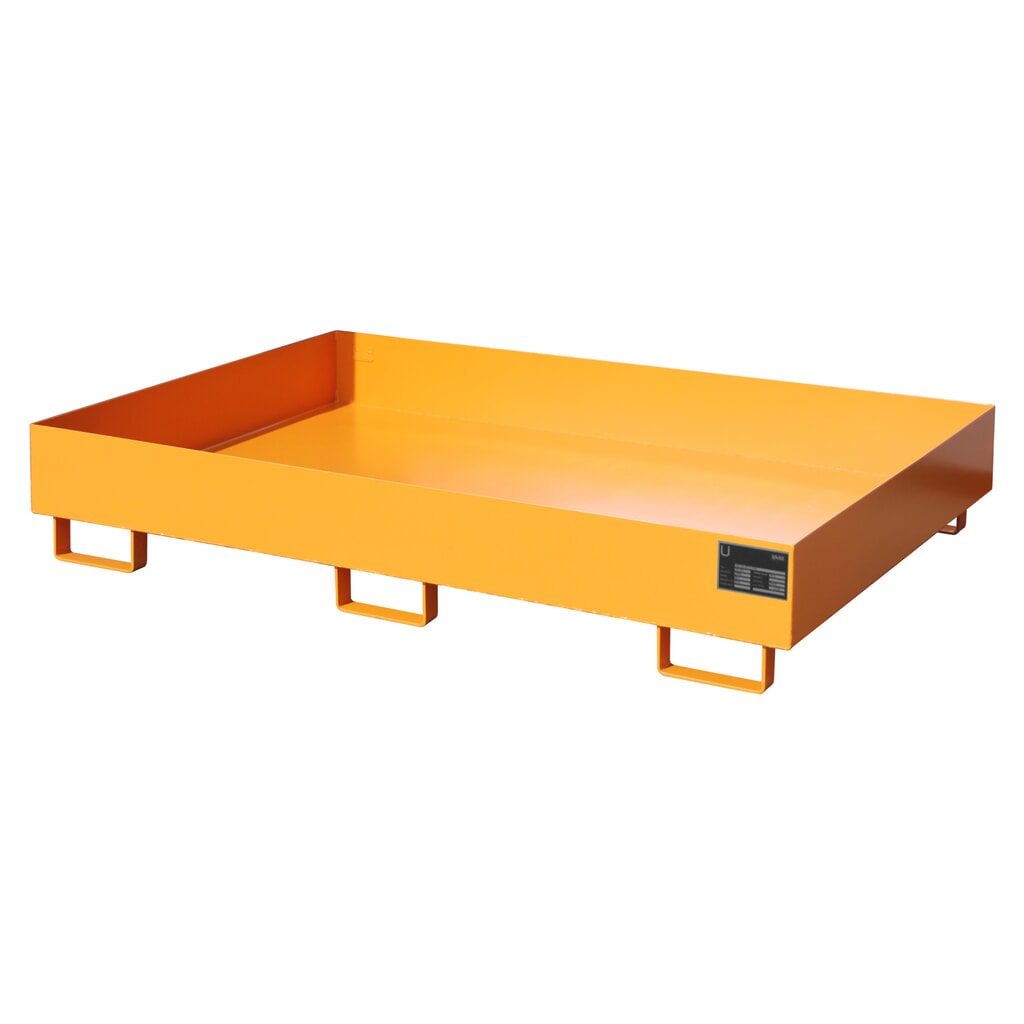 Illustration du produit: Bauer® bac de rétention pour tablette de rayonnage, H x l x P 250 x 1 750 x 1 300 mm, contenance 240 l, sans grille, jaune orangé