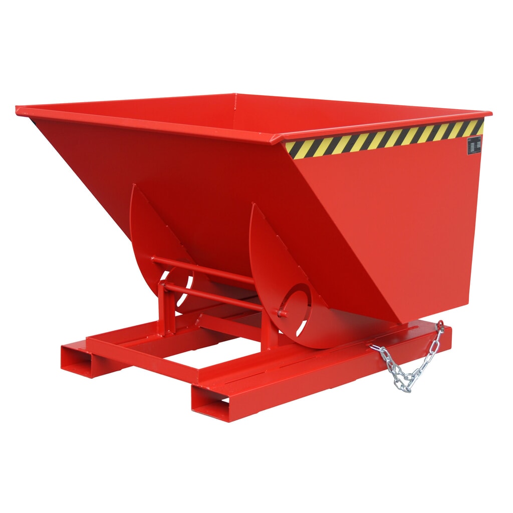 Bauer® Benne basculante avec mécanisme d'aide au basculement, capacité de charge 1 000 kg, peint, volume 1 m³, RAL 3000 rouge feu Illustration du produit: Bauer® Benne basculante avec mécanisme d'aide au basculement, capacité de charge 1 000 kg, peint, volume 1 m³, RAL 3000 rouge feu