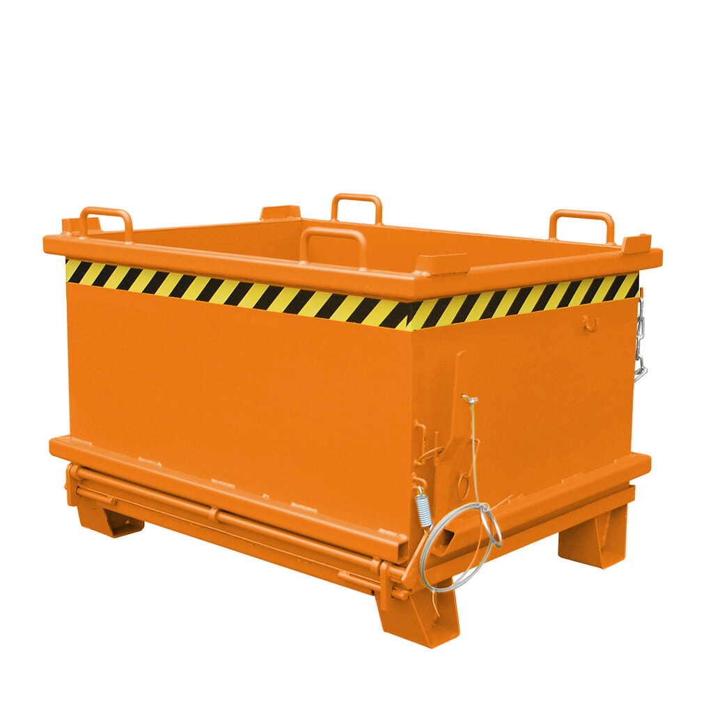 N° de l'image du produit 1 : Bauer® Benne à fond basculant, fond basculant renforcé, peint, volume 0,5 m³, RAL 2000 orangé jaune