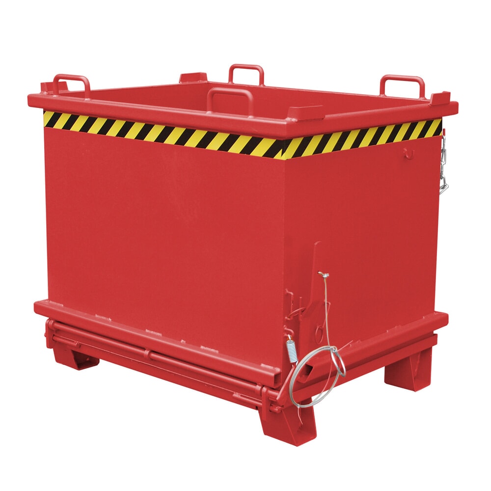 Illustration du produit: Bauer® Benne à fond basculant, fond basculant renforcé, peint, volume 1 m³, RAL 3000 rouge feu