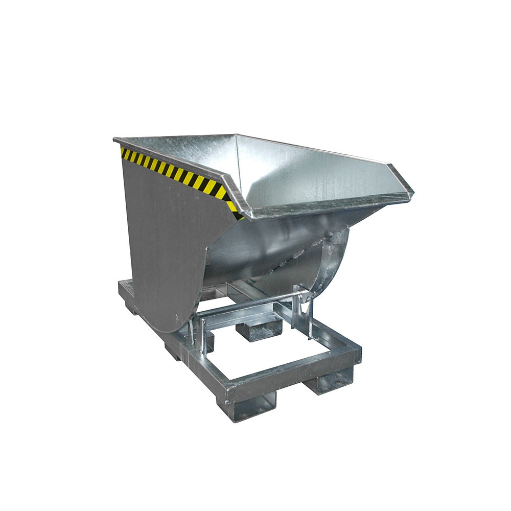 N° de l'image du produit 1 : Bauer® Benne basculante avec mécanisme d’aide au basculement Premium, construction basse, galvanisée, sans couvercle, volume 0,3 m³