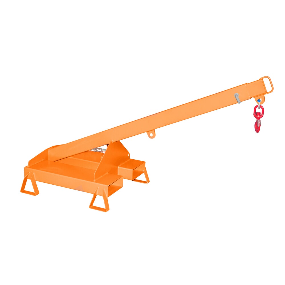 N° de l'image du produit 2 : Bauer® bras de levage modèle 3, télescopique, 2 positions de crochet, longueur de base 1 600 mm, capacité de charge 1 000 kg, orangé jaune