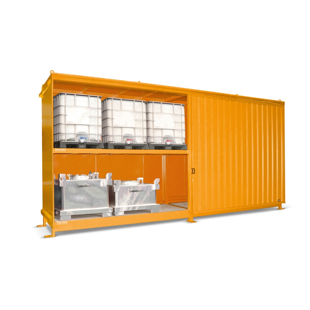 N° de l'image du produit 2 : Bauer® Conteneur à étagère pour 12x KTC/IBC, 2 niveaux, 2 portes coulissantes, bleu clair
