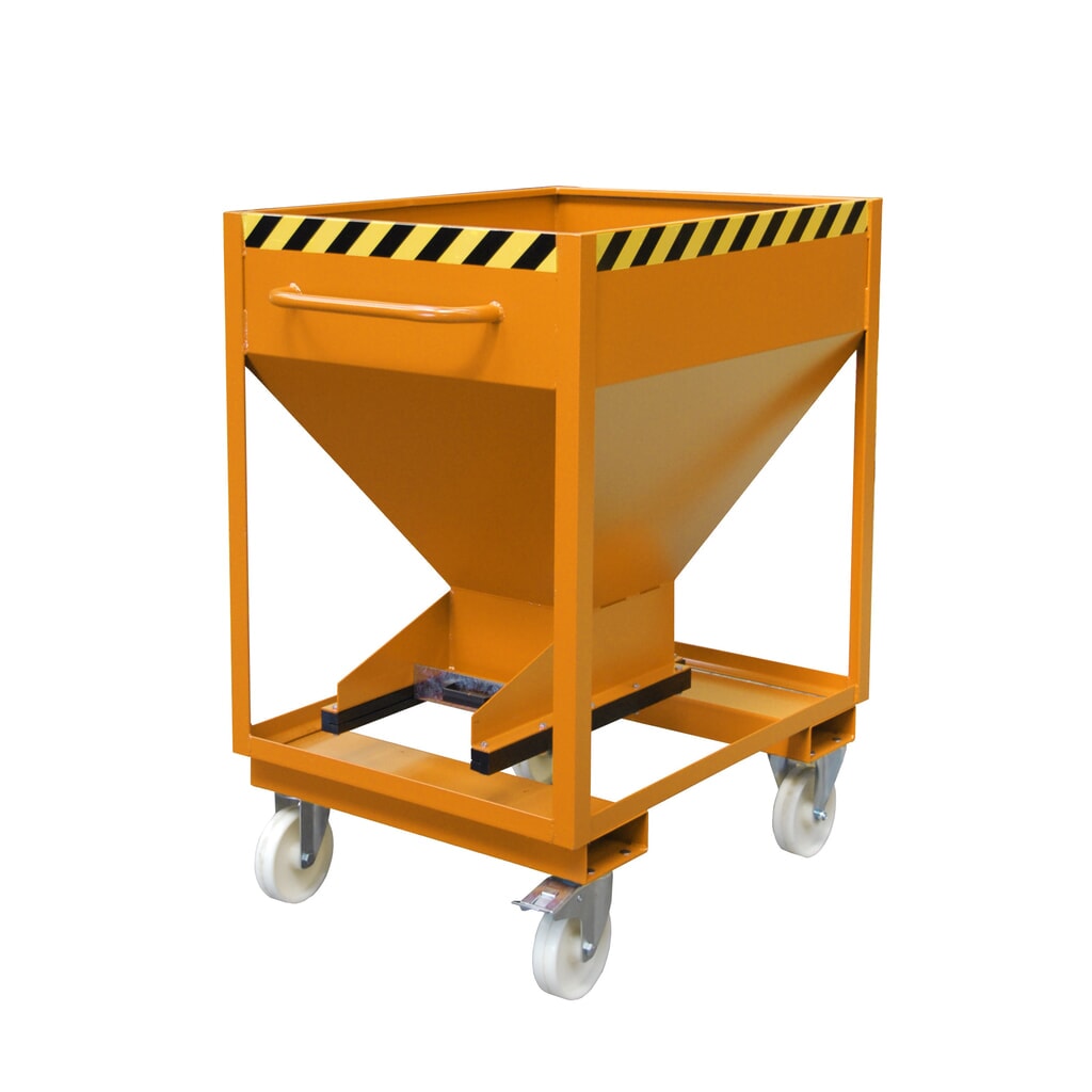 Bauer® Silo, avec fermeture coulissante, entrées de fourche + roulettes, peint, volume 0,375 m², RAL 2000 orangé jaune N° de l'image du produit 1 : Bauer® Silo, avec fermeture coulissante, entrées de fourche + roulettes, peint, volume 0,375 m², RAL 2000 orangé jaune