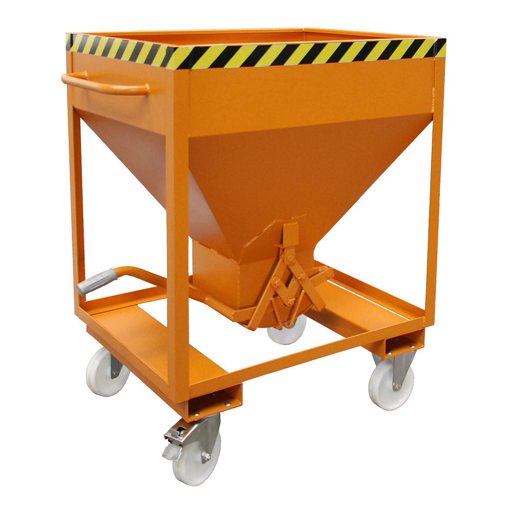 N° de l'image du produit 1 : Bauer® Silo avec fermeture en ciseaux, entrées de fourche + roulettes, peint, volume 0,375 m², RAL 2000 orangé jaune
