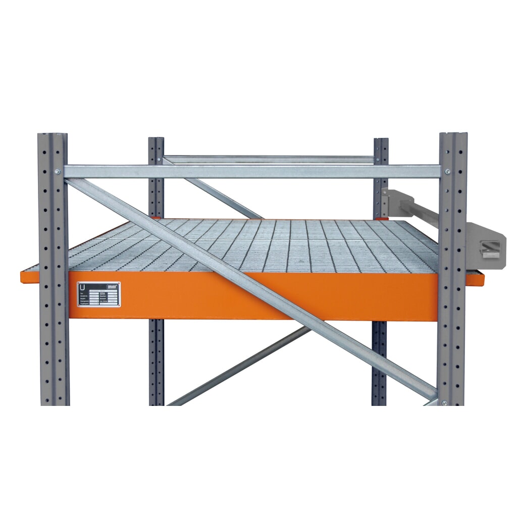 Illustration du produit: Bauer® bac de rétention à suspendre en acier, avec grille, pour longueur de poutre 1 800 mm, jaune-orange