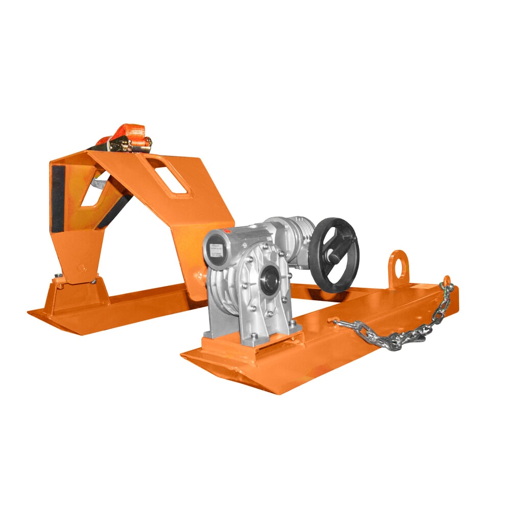 N° de l'image du produit 2 : Bauer® Dispositif bascule-fût, capacité de charge 300 kg, pour fût de Ø 350-600 mm, manivelle, RAL 2000 orangé jaune