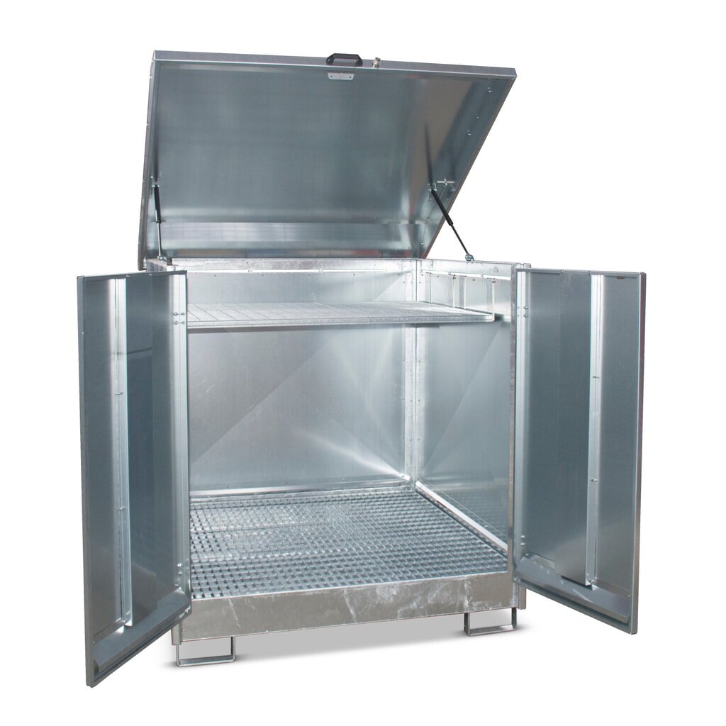 N° de l'image du produit 2 : Bauer® Box de sécurité GD-N, avec bac de rétention pour 4 x 200 l, HxlxP 1 550 x 1 440 x 1 500 mm
