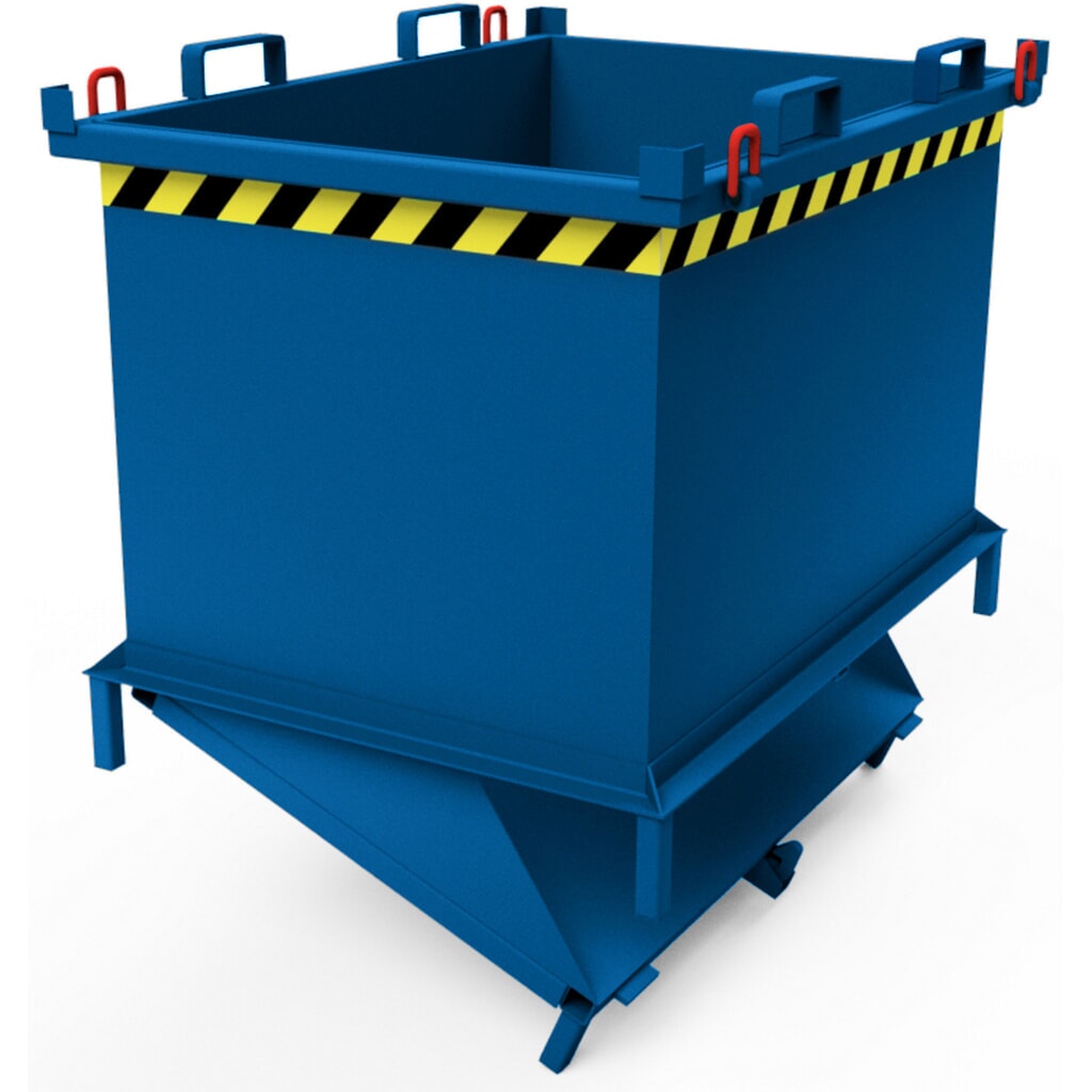 Benne à fond basculant avec déclenchement automatique, avec pieds, volume 0,5 m³, bleu gentiane N° de l'image du produit 3 : Benne à fond basculant avec déclenchement automatique, avec pieds, volume 0,5 m³, bleu gentiane