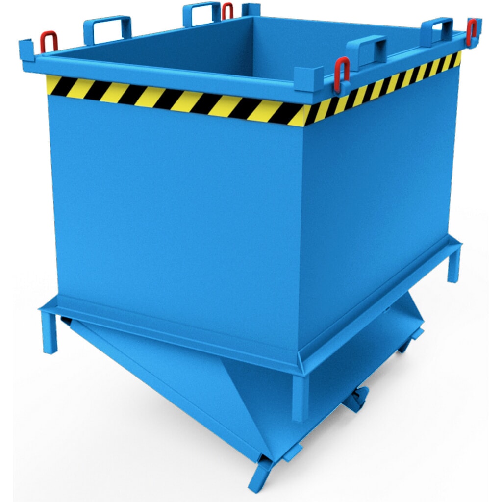Benne à fond basculant avec déclenchement automatique, avec pieds, volume 2 m³, bleu clair N° de l'image du produit 3 : Benne à fond basculant avec déclenchement automatique, avec pieds, volume 2 m³, bleu clair