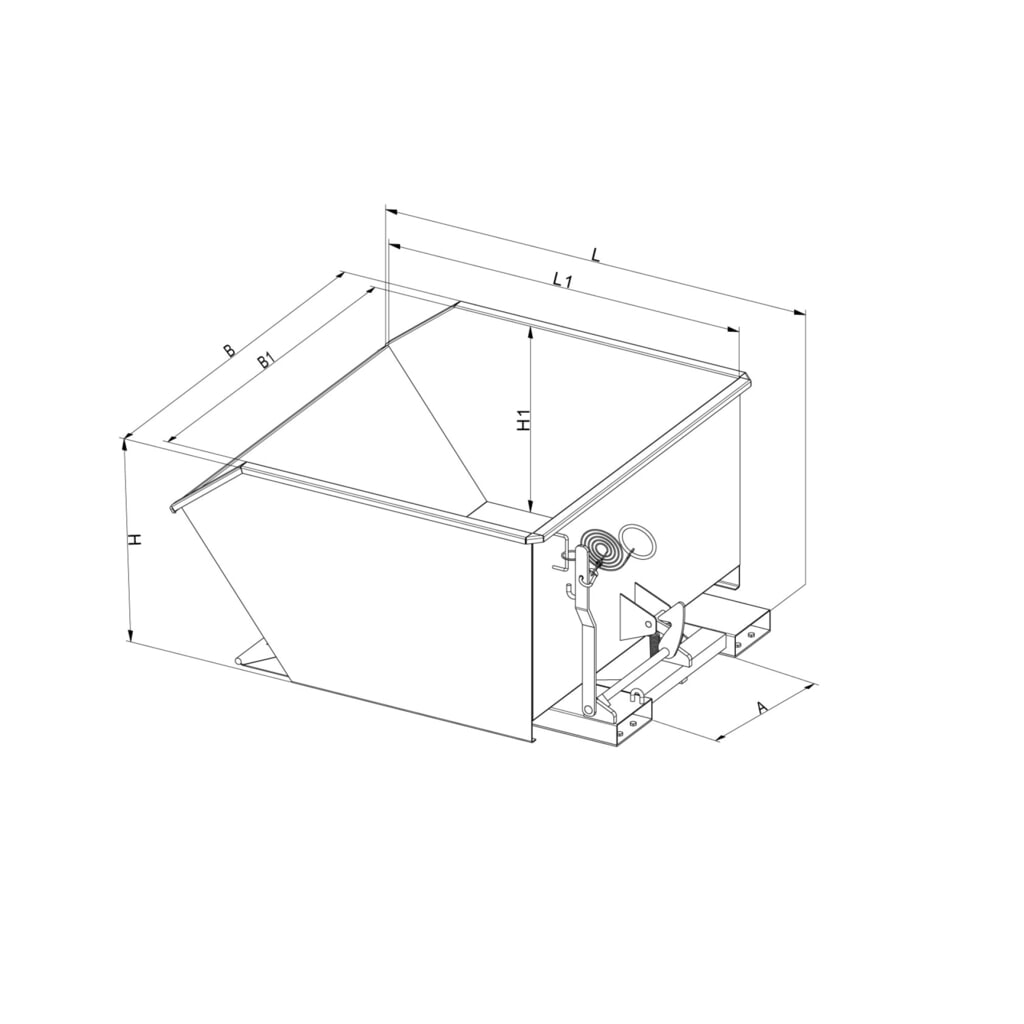 Benne basculante Eichinger® hauteur de construction faible, 1 000 kg, 400 litres, gris anthracite N° de l'image du produit 2 : Benne basculante Eichinger® hauteur de construction faible, 1 000 kg, 400 litres, gris anthracite