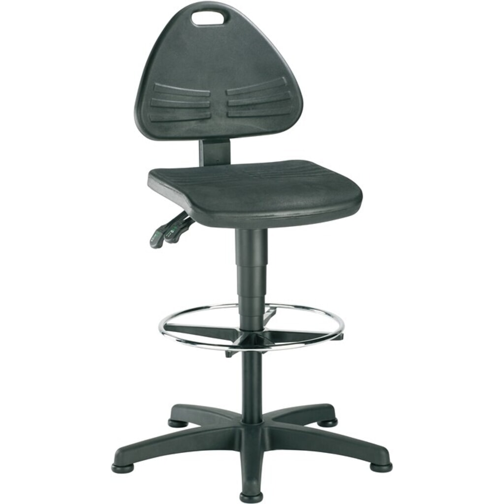 Chaise de travail pivotante bimos ISITEC, mousse intégrale noir, patins + anneau repose-pieds, 580-850 mm Illustration du produit: Chaise de travail pivotante bimos ISITEC, mousse intégrale noir, patins + anneau repose-pieds, 580-850 mm
