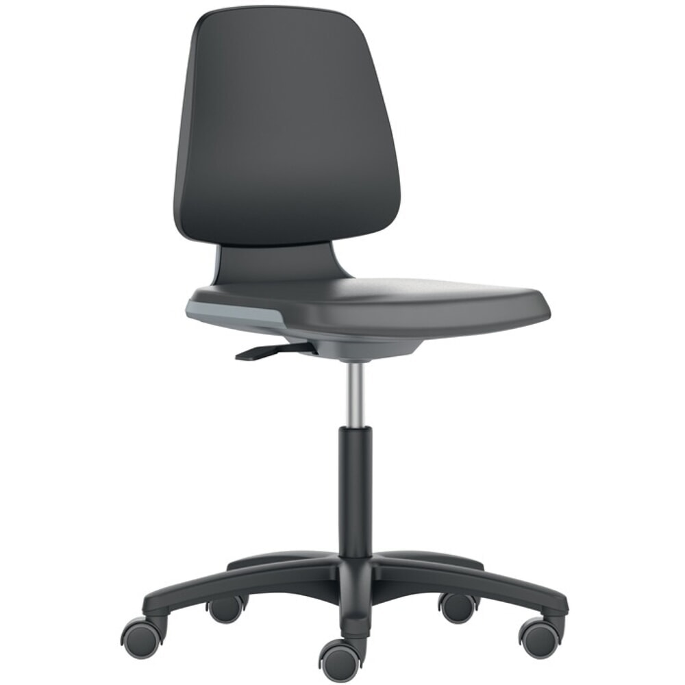 Illustration du produit: Chaise de travail pivotante bimos Labsit, mousse intégrale noir, roulettes coque d'assise anthracite, 450-650 mm