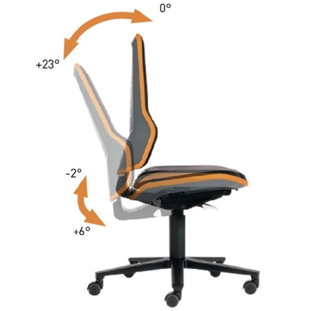 Illustration du produit: Chaise de travail pivotante bimos Neon, sans élément de rembourrage orange, roulettes, 450-620 mm système synchrone
