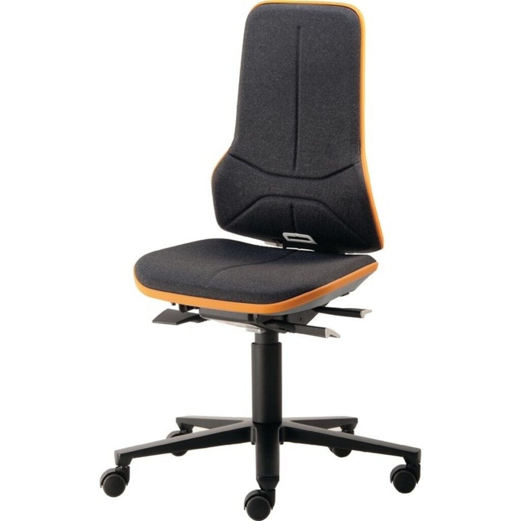 Chaise de travail pivotante bimos Neon, sans élément de rembourrage orange, roulettes, 450-620 mm contact permanent Illustration du produit: Chaise de travail pivotante bimos Neon, sans élément de rembourrage orange, roulettes, 450-620 mm contact permanent