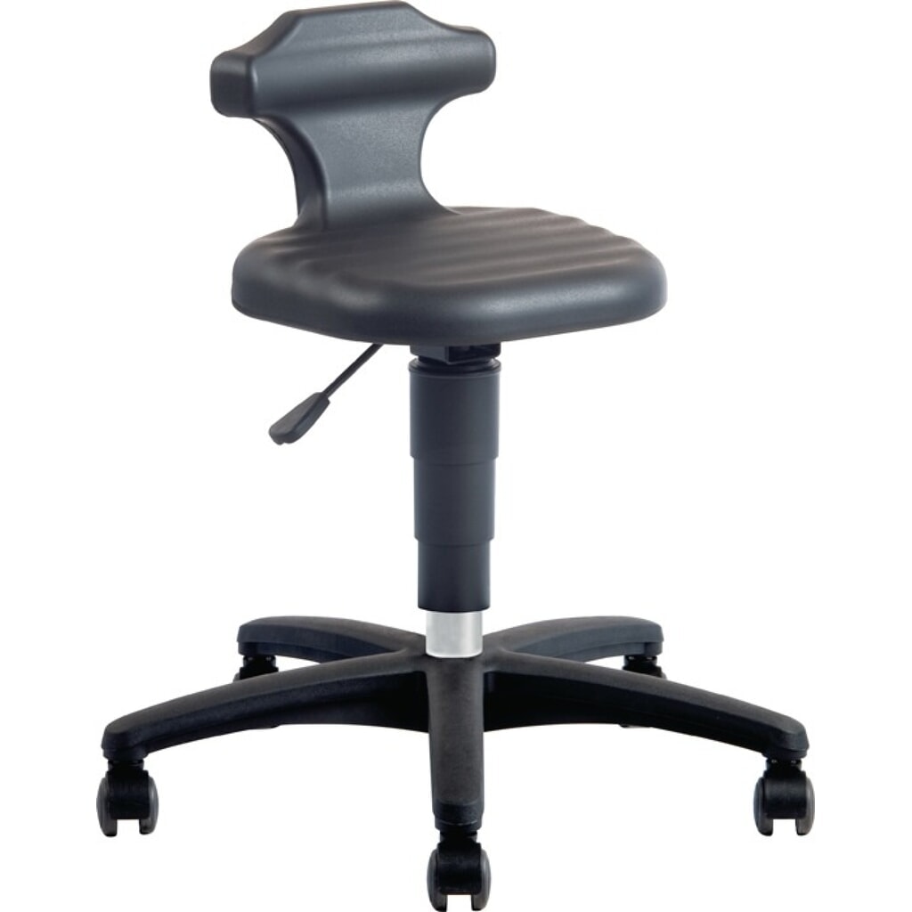 Illustration du produit: Tabouret pivotant bimos Flex, hauteur d'assise réglable 450-650 mm, roulettes mousse intégrale noir, avec support dorsal