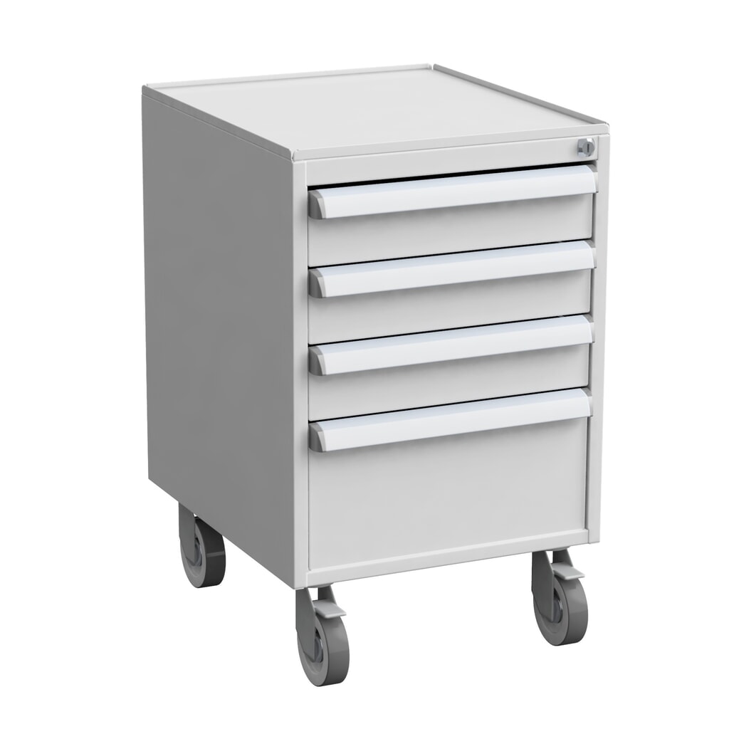 Bloc-tiroirs TRESTON 45/56-3 standard, ESD, H x l x P 700 x 450 x 520 mm, tiroirs : 3x 100 mm, 1x 200 mm, avec roulettes et couvercle Illustration du produit: Bloc-tiroirs TRESTON 45/56-3 standard, ESD, H x l x P 700 x 450 x 520 mm, tiroirs : 3x 100 mm, 1x 200 mm, avec roulettes et couvercle