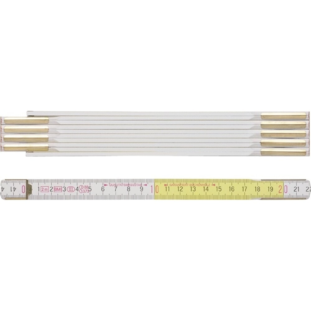 Illustration du produit: BMI Gliedermaßstab 9142, mm/cm EG III, Länge 2 m Breite 16 mm, Buche weiß-gelb