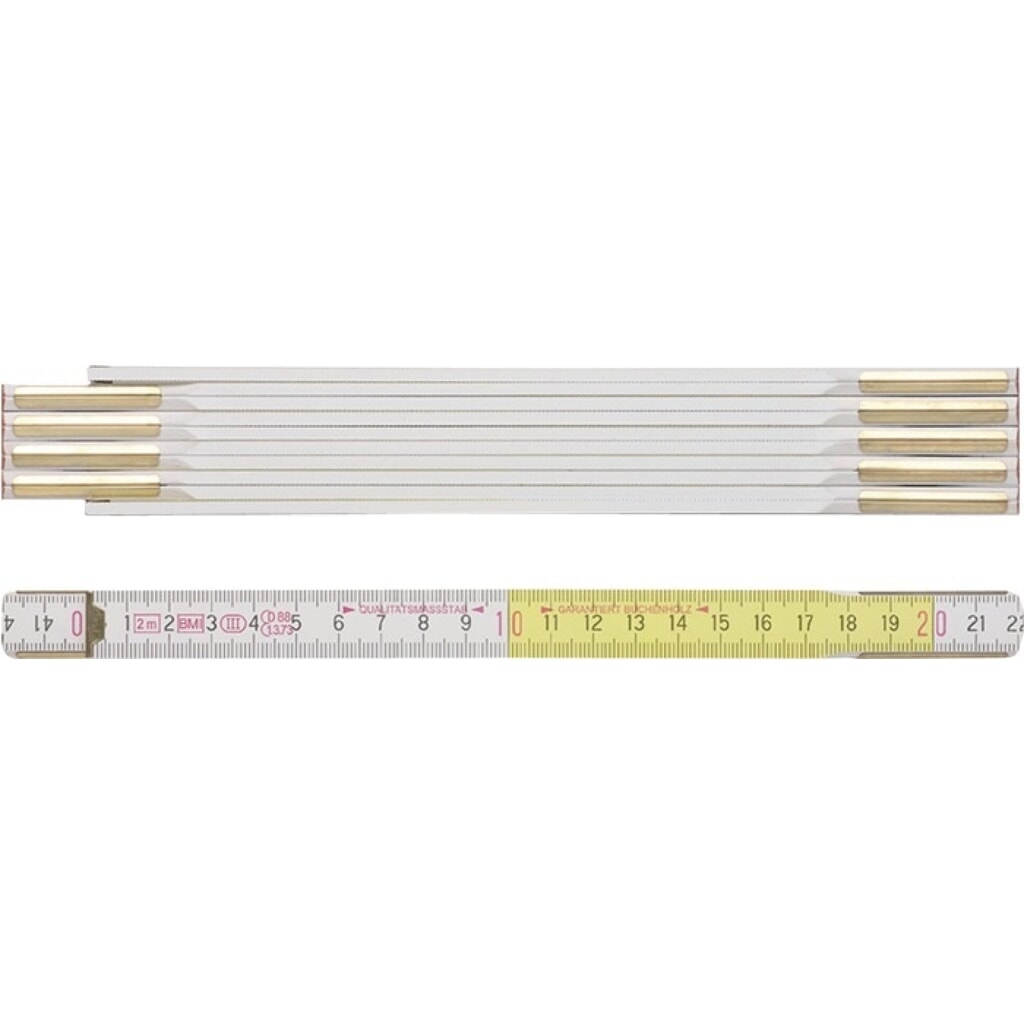 Illustration du produit: BMI Gliedermaßstab 9142, mm/cm EG III, Länge 2 m Breite 16 mm, Buche weiß-gelb
