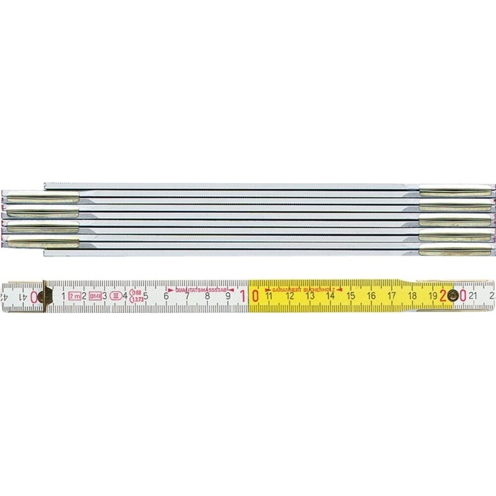 Illustration du produit: BMI Gliedermaßstab 9802, mm/cm EG III, Länge 2 m Breite 16 mm, Buche weiß-gelb