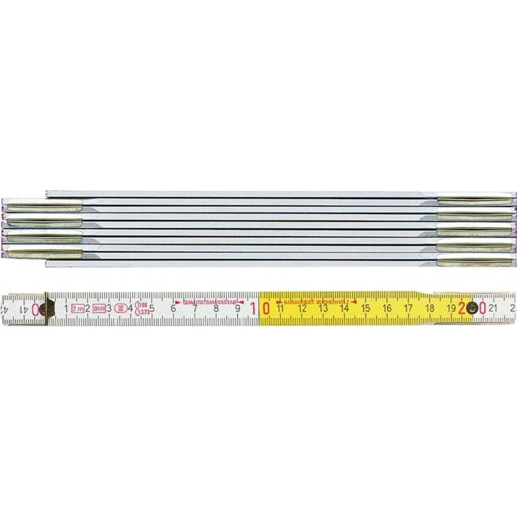 Illustration du produit: BMI Gliedermaßstab 9802, mm/cm EG III, Länge 2 m Breite 16 mm, Buche weiß-gelb