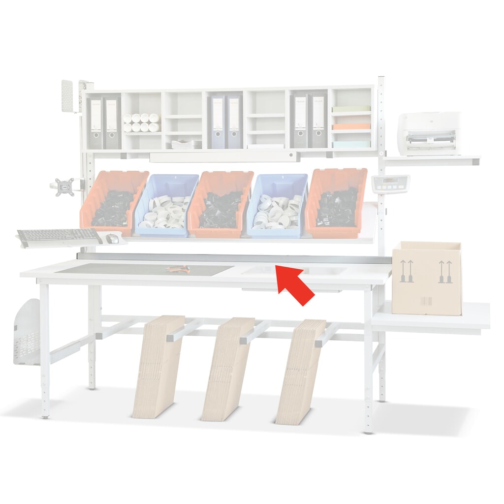 Illustration du produit: Bordure pour table d'emballage, largeur 1 600 mm, gris clair