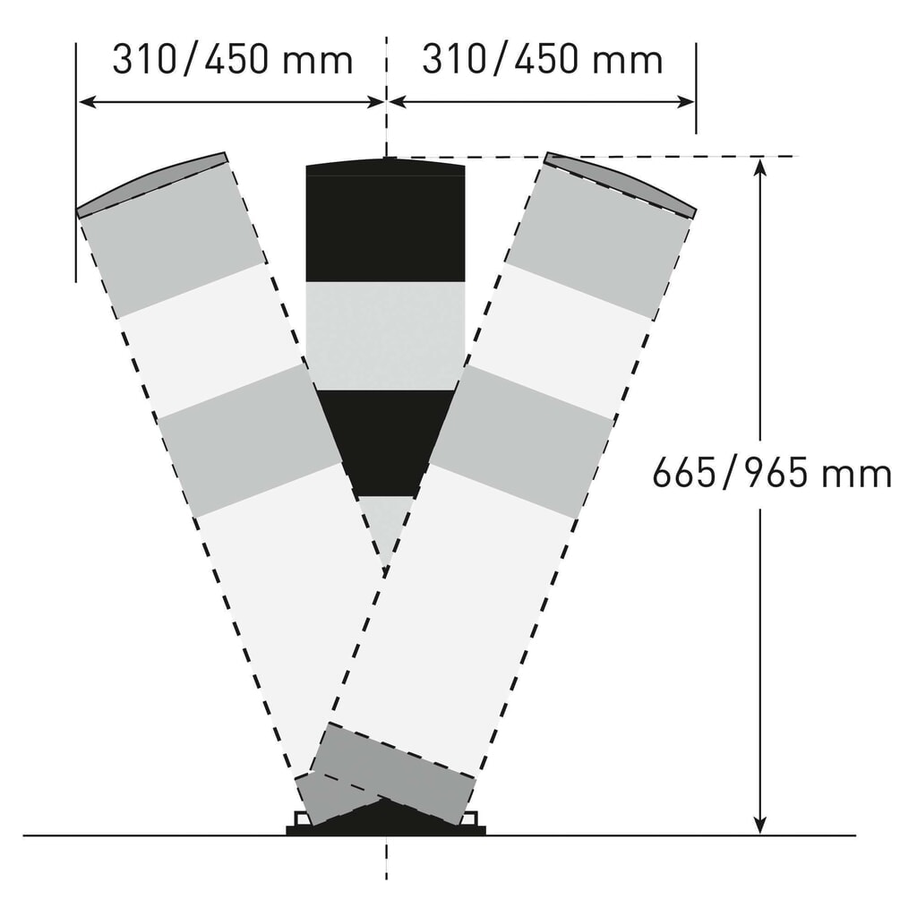 N° de l'image du produit 4 : MORAVIA Borne de protection Swing inclinable, pour l’intérieur, hauteur 655 mm, Ø 159 mm