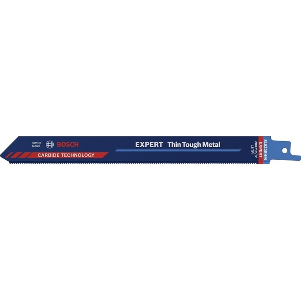 BOSCH Säbelsägeblatt Expert Thin Tough Metal, Zahnteilung TPI 18 1,4 mm, Länge 200 mm Breite 19 mm, 1 Stück / Karte, S-Schaft Illustration du produit: BOSCH Säbelsägeblatt Expert Thin Tough Metal, Zahnteilung TPI 18 1,4 mm, Länge 200 mm Breite 19 mm, 1 Stück / Karte, S-Schaft